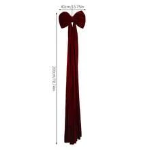 1pc Oversized Burgundy Velvet Christmas Bow, Giant Hanging Ribbon Tree Topper With Long Tails, Decorative Bow For Wall Backdrop Wedding Birthday Holiday Party Photo Prop Decoration - Multicolor - View 16