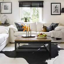 lochas Artificial Faux Cowhide Pattern Carpet, 5.2x4.6 Feet Animal Pattern Fur Carpet, Suitable For Bedroom And Living Room, Western Decoration Carpet, Suitable For Living Room, Office, Front Door, Bedroom Decoration, Gifts, Home Decoration - 黑色 - 查看 4