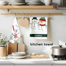 2 piezas/100 piezas Paños de cocina con estampado de muñeco de nieve y alce navideños, adecuados para comedores, cocinas, baños, decoración diaria, fiestas familiares, decoración del hogar y artículos del hogar de colores brillantes. Se puede regalar a alguien.