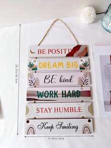 1pc Inspirational Wall Hanging Plaque Sign, Sunflower Style Motivational Quote Decor For Office, Bedroom, Living Room - Multicolor - View 9