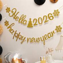 1 Set "Good Bye 2025 Welcome 2026" Foil Confetti, Happy New Year Party Decoration Banner & Streamer