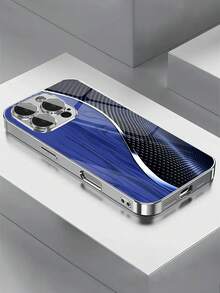 1pc Blue Scale Pattern Stripe Mobile Phone Case, Suitable For IPhone17/17air/17pro/17promax/ 1/11pro/11promax/12/12pro/12promax/13/13pro/13promax/1414plus/14pro/14promax/15/15plus/15pro/15promax/16/16pro/6plus/16promax/16e, Galaxy A52/A53A54/A55/A5, S21/S2/S2/24s25 Plus, Ultra, With Lens Protection, Fashion, Advanced Protection, Is A Great Gift For Ladies, Men, Girls And Boys - Silver - View 1