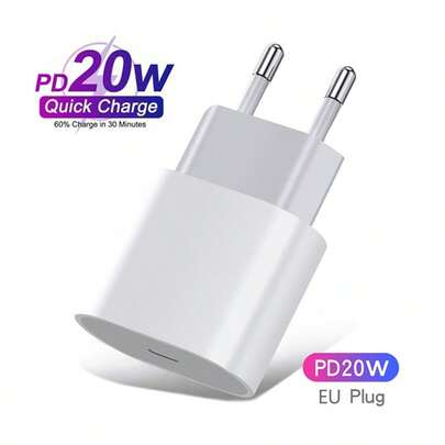 PD 20w Quick Charging Adapter And 3.3ft/6.6ft Efficient Data Transmission And Charging Cable Compatible With IPhone 14 Pro Max/14 Pro/14 Plus/14/13/12/11/Xs/Xr/8/7/6/Ipad Series Efficient Fast Charge Adapter Set ,Eu Plug PD 20W Multifunctional Protective Wall Charger,Charger And Fast Data Cable Set