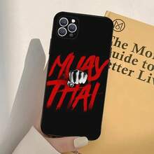 Funda de Teléfono Muay Thai compatible con  16,15,14,13,12,11,Pro,X,XS,Max,XR,Plus,Mini Cubierta Suave Negra, Funda compatible con funda  17 pro max, funda  17 pro, funda  17, funda  16, funda  16 pro max, funda  15 - z2 - Ver 1