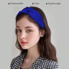 Knotted Headbands For Women Girls Royal Blue Headband Non Slip Wide Top Knot Head Band Cute Fashion Hairband Fabric Hair Accessories Comfortable Elastic Hair Band Halloween Costume Party Gifts