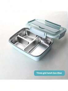 1 buah Kotak Bekal Stainless Steel, 1 buah Kotak Bekal Anti Bocor Stainless Steel 304 Tahan Lama, Kotak Bento 3 Kompartemen, Dilengkapi dengan Peralatan Makan Stainless Steel, Mudah Dibersihkan, Ideal untuk Sekolah dan Kerja - MultiWarna - View 5