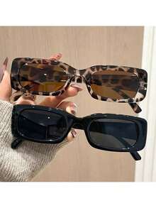1/2pcs Y2K Square Cute Retro Beach Fashion Eyeglasses, Versatile Accessory For Men And Women