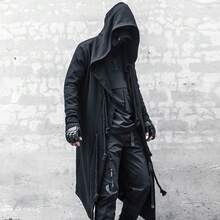 Gothic Cloak Long Hoodie Men Black Wizard Hoodies Streetwear Cardigan Hoodie Techwear Malehalloween - 3X-大號 - 查看 6