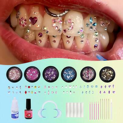 1 Set/26pcs Cute Star Tooth Jewelry Set With Box, Elegant Vintage Tooth Fashion Decor, DIY Tooth Jewelry Starter Kit, Unisex (Glue Not Included)