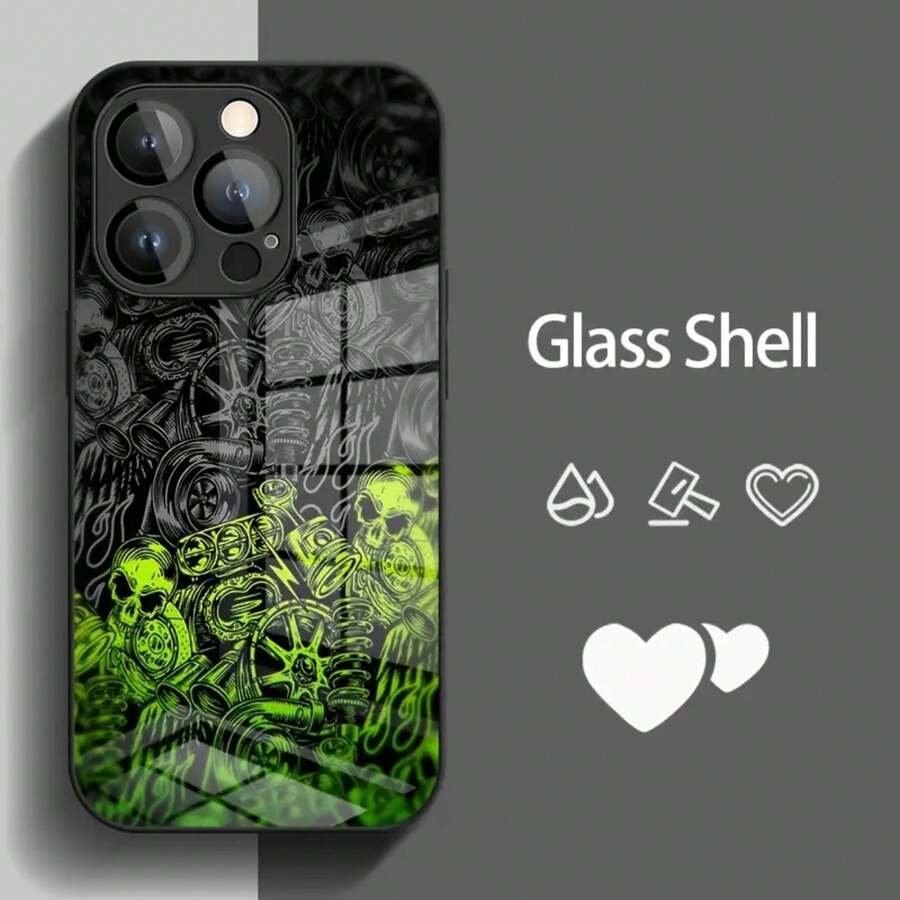 Funda de Teléfono de Vidrio con Esqueleto de Animación de Dibujos Animados, Adecuada para 16/16 Plus/16 Pro/16 Pro Max, 15/15 Plus/15 Pro/15 Pro Max, 14/14 Plus/14 Pro/14 Pro Max, 13/13 Pro/13 Pro Max, 12/12 Pro Max, 11, XR/XS Max.Resistente a las manchas, elegante, de alta calidad, digno de regalo. - Colores mixtos - Ver 1