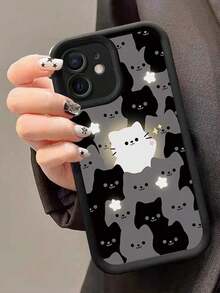 Funda de Teléfono de 1 Pieza para Pareja con Patrón de Gato Negro de Apple - Multicolor - Ver 12