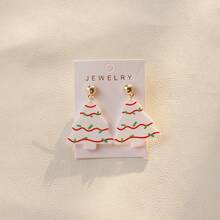 1 Pair Fashionable French Romantic Acrylic UFO & Christmas Tree Dangle Earrings, Music Festival Holiday Party Gift For Women