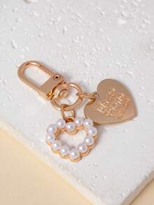 1pc Heart-Shaped Faux Pearl Handbag Charm/Keychain Accessory For Women Car Accessories For Woman Gifts For Women