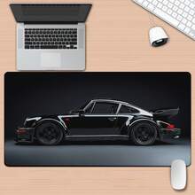 黑色汽车图案鼠标垫（1个装） - 多功能桌面鼠标垫，适用于游戏和办公，耐用橡胶底座，表面光滑，适合电脑游戏玩家和专业人士，是馈赠亲朋好友的完美礼物，鼠标垫桌面配件，办公用品，办公桌配件，鼠标垫，桌面鼠标垫 - 黑色 - 查看 2