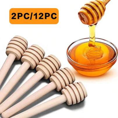 Juego de agitadores de miel largos, para café, té y azúcar - Cucharas de madera, Juego portátil de mezcladores de miel