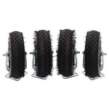 Heavy Duty 10 Inch Swivel Pneumatic Casters Set Of 4 - Rubber Wheels With Bolt-On Mounting, 2 Rigid & 2 Swivel, Ideal For Freight Equipment, Load Capacity 661.39lbs - Black and Green - View 10