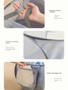 1pc Durable Collapsible Laundry Basket - Folding Clothes Basket With Reinforced Handles For Bathroom, Dorm, Travel - Space Saving Gray Storage Box, Collapsible Laundry Basket, Dorm Essential, Practical Design, Sturdy Handle Design, Laundry Basket - Multicolor - View 4