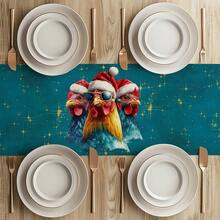 1/4pcs/10pcs Christmas Rooster & Snowflake Decor Table Runner & Placemats Set, Holiday Table Decor Fabric Runners, Home Decor, Gifts, Table Runners & Placemats Set Suitable For Indoor & Outdoor Celebrations, Seasonal Party Supplies, Kitchen Dining Table Decor, Party Table Decor, Home Room Decor Table Runners, Restaurant Decor Tablecloth