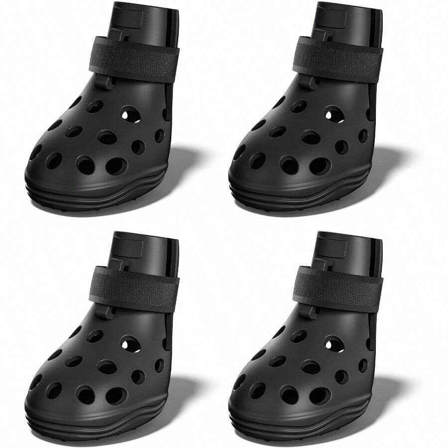 Dog Shoes For Hot Pavement Breathable Dog Boots Paw Protectors With Adjustable Straps NonSlip Sole Easy On Off Waterproof EasyCleaning Black M - màu đen - Xem 1