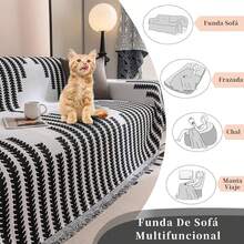 Funda de Sofá Reversible de Chenilla, Antideslizante, Lavable A Máquina, Protector Acolchado para Sofá, Fundas De Sofa Protector Cover, Añade Estilo y Comodidad a Tu Salón (70" x 60", Negro) - Negro - Ver 6