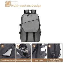 NetHong Men's Shoulder Backpack Large Capacity Wear-Resistant Durable Mountaineering Bag Computer Bag - Grey - View 2