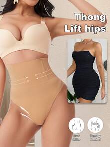 High Waist Seamless Shaping Panties For Women, Tummy Control, Butt Lifting, Waist Slimming Shapewear - Bronze - View 3