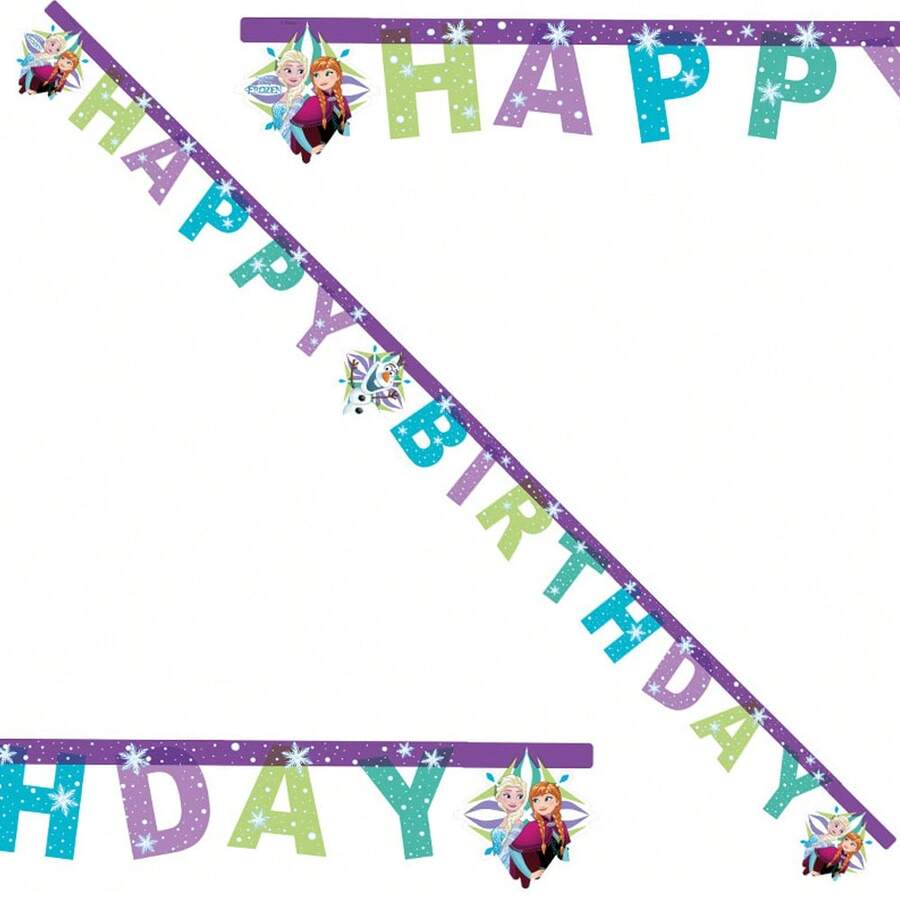 Disney Frozen Paper Snowflake Happy Birthday Banner (Multicoloured) - 100% Mixed - (SG29499) - Multicolor - View 1