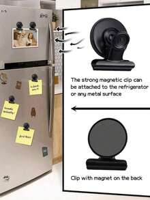 1/5/10pcs Round Refrigerator Magnets, Decorating Fridge And Holding Photos/Messages/Notes - 黑色 - 查看 5