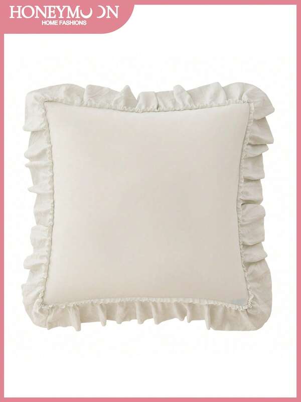 1 pieza Funda de almohada decorativa romántica estilo francés acolchada con volantes, sin relleno, romántica y elegante para dormitorio/dorm/sofá/sala, regalo para amante o amigo. Lavable a máquina. Certificado Oeko-Tex. Beige