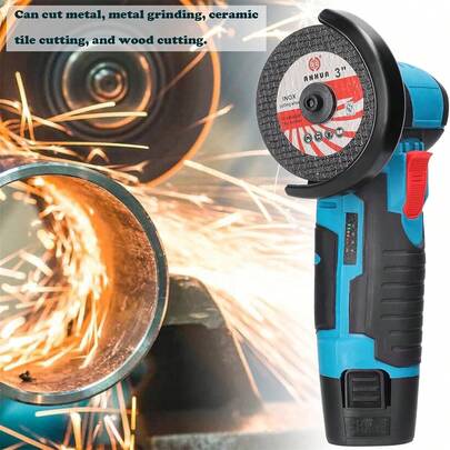 12V Cordless Angle Grinder Kit, Equipped With A Brushless Angle Grinder Driven By 3 Lithium Batteries, Electric Grinding Tool, Mini Sander, Handheld Cutting Machine, Including Batteries And 2 Cutting Discs. Suitable For Giving Gifts On Thanksgiving Day