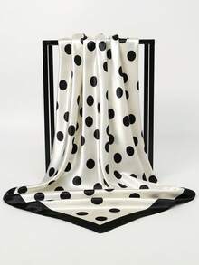 1pc Women's New Fashion Casual Scarf, Polka Dot 90cm Square Scarf, Suitable For Daily Use