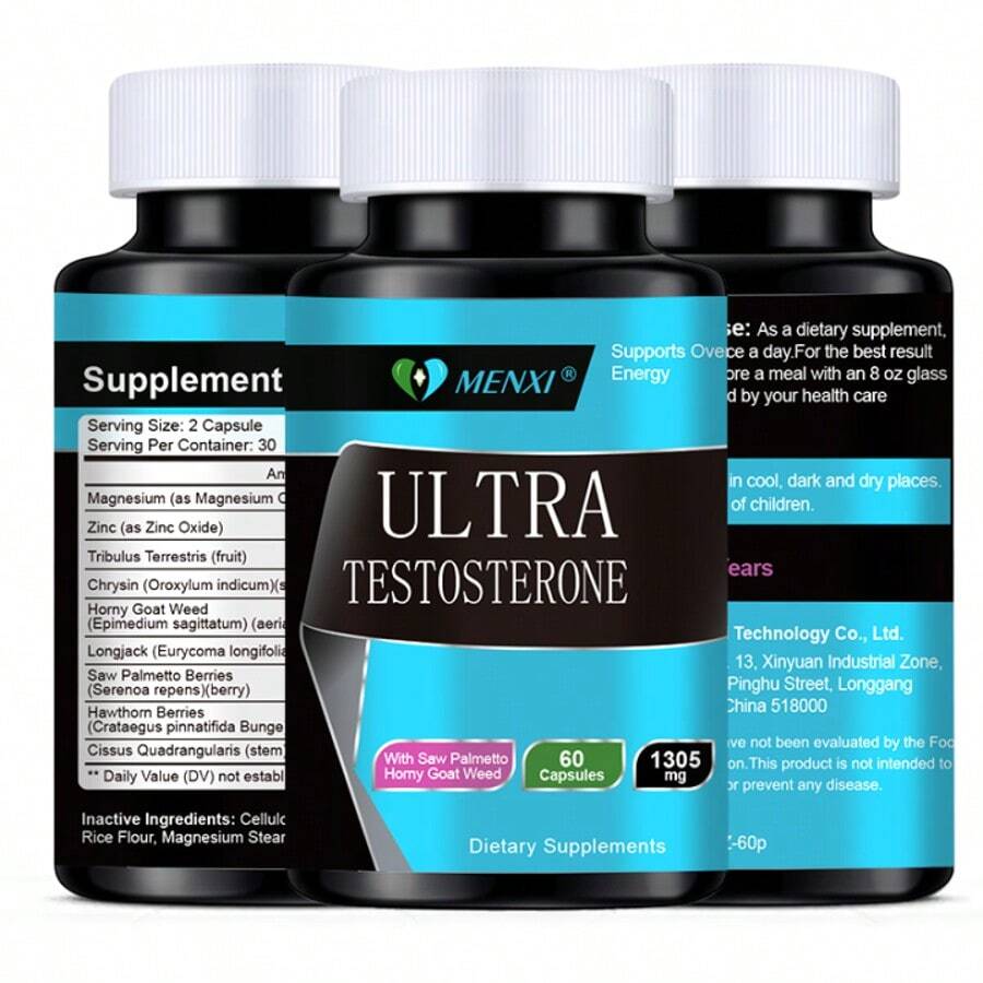 MENXI Men's Testosterone Booster 1350 Mg - With Tongkat Ali And Maca For Boosted Strength And Vitality, Male Enhancement Pills, 60 Count - 120G - View 1