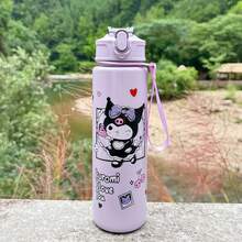 1 pezzo Bottiglia sportiva per acqua carina di Sanrio da 27 once, con tappo a scatto a prova di perdite e cannuccia, ideale per pendolarismo, palestra, corsa, attività all'aperto, regalo di compleanno perfetto per lei - Multicolore - Visualizzare 24