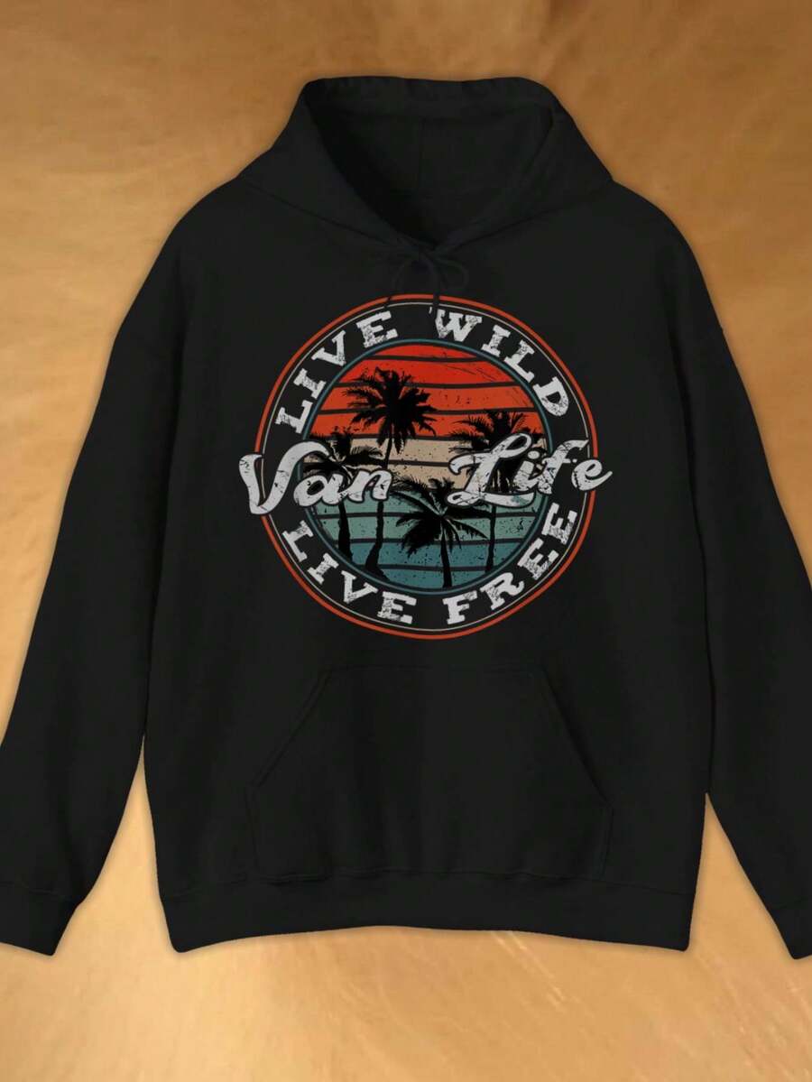 Winter Fleece-Lined Hoodie,Thermal Hoodie,Retro Vintage Van Life Dwellers Vanlife Nomads Hoodies, Latest Hoodies, Everyday Essential – A Wardrobe Must- Have, Great For Weekend Errands – Comfortable And Functional,Hoodies For Men And Women,Sudaderas Para Hombre,300g Cotton Casual  Hoodies, Oversize Hooded Sweatshirt With Pockets,Graphic Hoodies,Fall And Winter Long Sleeve,Graphic Hoodie,Anime Hoodies,Oversized Hoodie,Hoodies As Halloween And Christmas Gifts - 黑色-1 - 查看 1