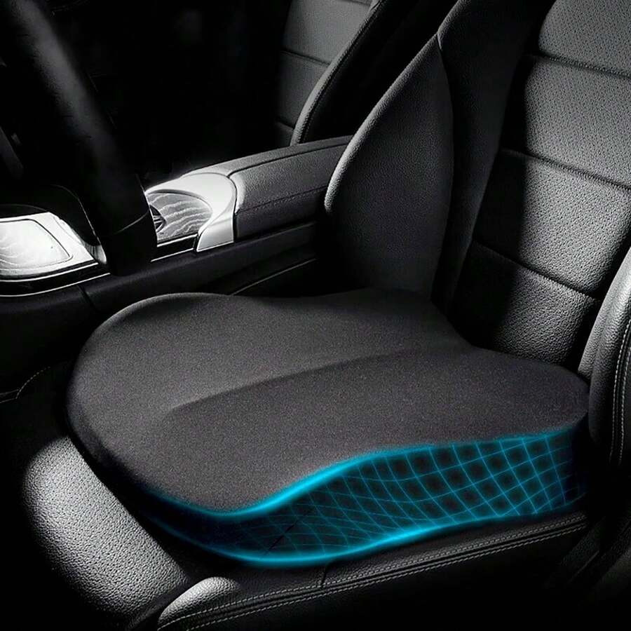 Cojí Elevador de Asiento de Coche de 10cm en Negro - Espuma Viscoelástica para Adultos, Alivia Dolor de Espalda y Coxis, Ideal para Asientos de Automóvil, Sillas de Oficina y Camiones - Negro - Ver 1