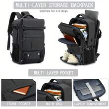 Zaino casual in poliestere con scomparto per scarpe, funzione di ricarica USB e spallacci regolabili, adatto per lavoro e viaggi - Compatibile con laptop da 15,6 pollici