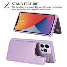 For IPhone 13 Pro Max Case With Card Holder, Wallet Case For Women Men,For IPhone 13 Pro Max Phone Case With Stand And Strap,Leather Shockproof Protective Cover- Purple{"Color_name":"B-Purple"} - 多色10 - 查看 7