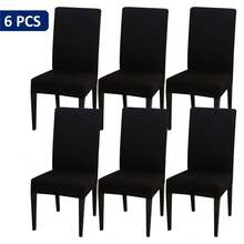 1pc/4pcs/6pcs/8pcs/10pcs Solid Color Milk Silk Chair Covers, Polyester Spandex Dining Chair Slipcovers