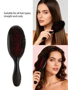 1pc Nylon And Boar Bristle Hair Brush Set, Curved Air Cushion Anti-Tangle Combination Set, Suitable For Scalp Massage And Smoothing Frizz, Anti-Static Hair Care Brush, Suitable For All Hair Types, Portable Daily Styling Hair Tool Accessory - Multicolor - View 6