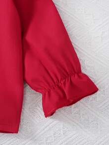 2pcs Baby Girls' Fashion Doll Collar Button Cardigan And Casual Retro Cherry Print Loose Wide-Leg Jeans Pants Set, Spring/Summer - Dark Wash - View 6