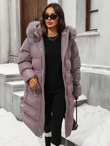 2025 Winter New Outdoor Fashion Warm Windproof Elegant Plus Size Women Jacket - Pink - View 5