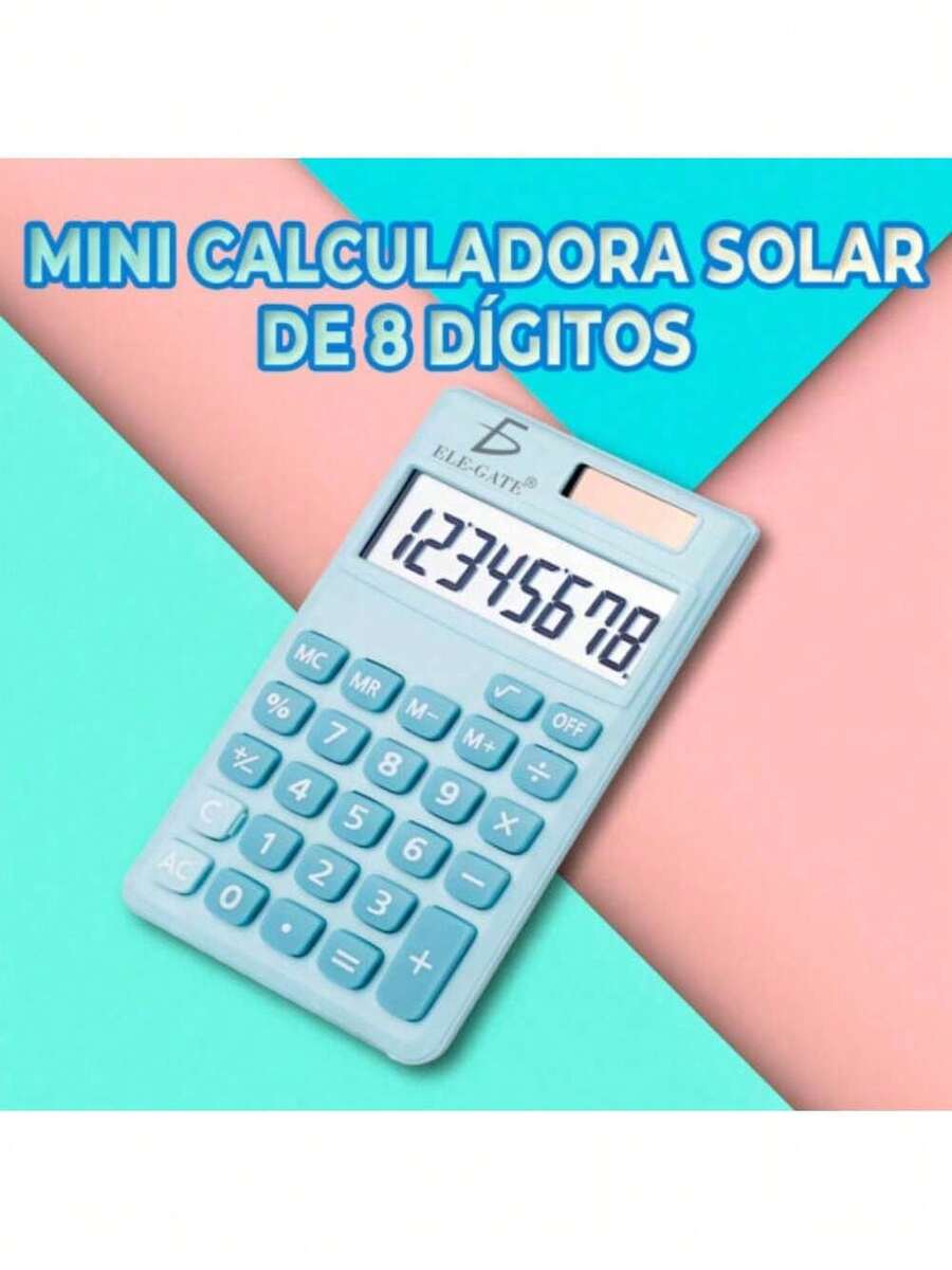 ELE-GATE Solar Calculator – Solar Powered For And Convenient Use - Blue - View 1