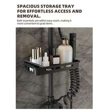 Luxury Alloy Black Rainfall Shower Head Set With Handheld Spray - Wall-Mounted, Round Design For Enhanced Bathing Experience, German, Constant Temperature, Bathroom Bathroom Accessories Bathroom Tools - Black - View 5