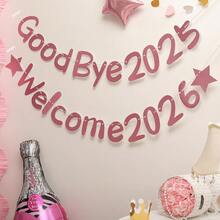 1 Set "Good Bye 2025 Welcome 2026" Foil Confetti, Happy New Year Party Decoration Banner & Streamer