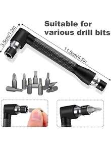 6-Piece Right Angle Drill Adapter Set For Tight Spaces, 3x 360° Swivel Socket Adapters (1/4" 3/8" 1/2"), 2x 105° Hex & 1x 90° Drill Bit Adapter For Drill Driver - 6 cái - Xem 3