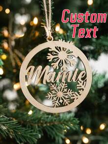 1pc Personalized Wooden Christmas Tree Ornament With Regular Hemp Rope, Customized Name Christmas Decoration, Laser Cut Name, Personalized Christmas Gift, Christmas Decor, Indoor Christmas Decoration