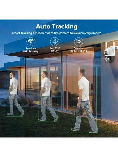 2.4/5Ghz Dual Lens Outdoor Camara Vigilancia, Security Camera ,Cctv Wifi Connect To Cellphone,355° PTZ, Motion Detection Two Way Audio,USB Powered ,Support Cloud Storage SD Card (Requires Purchase) view 5