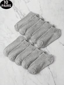 10/20/30 双男士隐形无缝袜子，透气吸湿排汗，适合运动休闲穿着，黑色、灰色和白色 - 彩色 - 查看 11