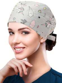 1pc Printed Drawstring Surgical Cap, Suitable For Doctors, Nurses, Medical Staff, Home Use,Summer,Beach,Hat,Holiday,Travel - Multicolor - View 4