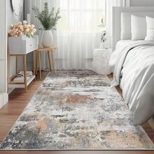 Washable Modern Short Pile Rug With Oil Painting Print, Large Abstract Design For Bedroom, Dining Room & Office Decoration, Multicolored, Various Sizes Available (160*230cm/200*300cm) - Màu gỉ sét - Xem 2